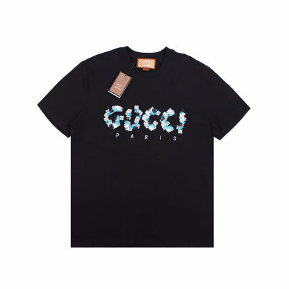 GUCCI x BALENCIAGA FLOWER LOGO T-SHIRT BLACK