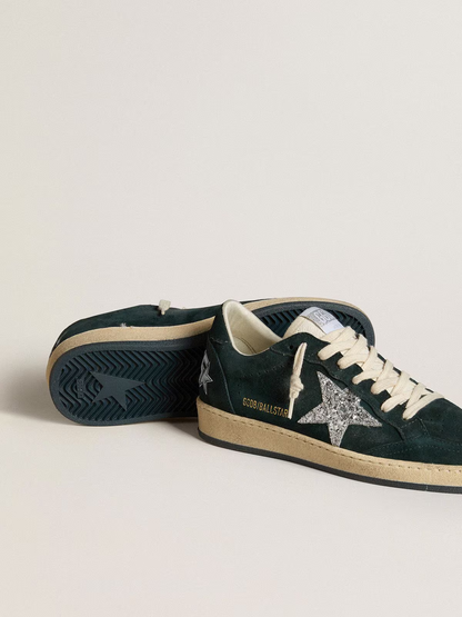 Golden Goose Ball Star – Glitter Star on Green Suede