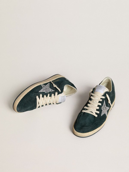 Golden Goose Ball Star – Glitter Star on Green Suede
