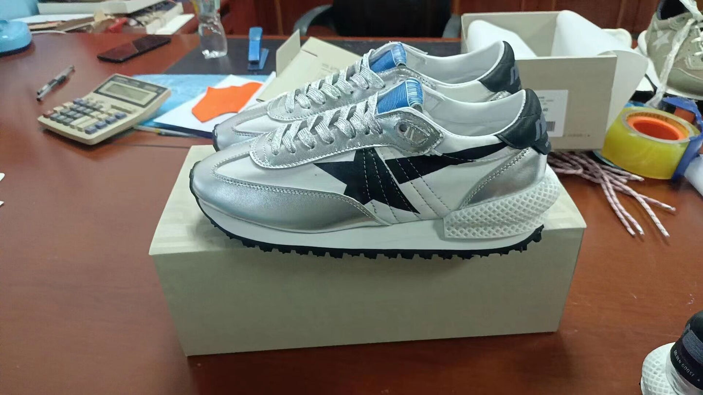 Golden Goose Marathon Sneaker – Silver & Black