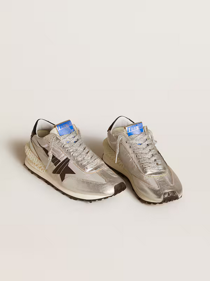 Golden Goose Marathon Sneaker – Silver & Black