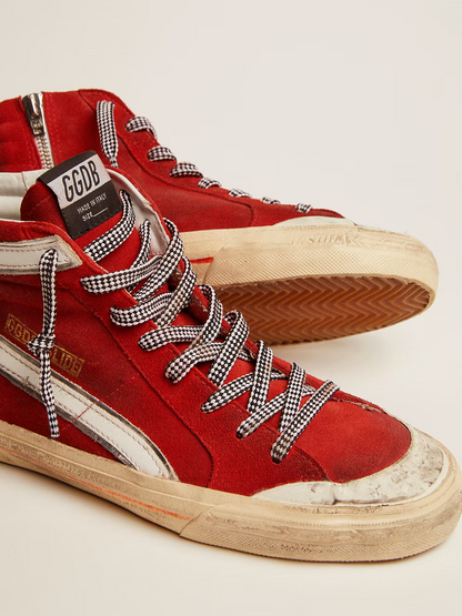 Golden Goose Slide High-Top Red Canvas Sneaker