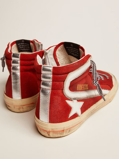 Golden Goose Slide High-Top Red Canvas Sneaker
