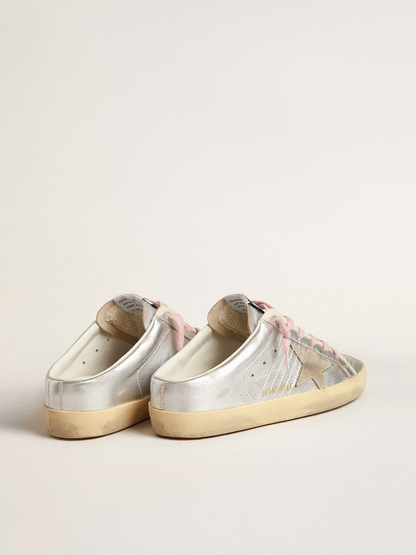 Golden Goose Slide Super-Star Sneaker in Silver and Pink