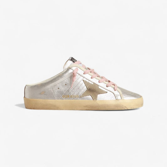 Golden Goose Slide Super-Star Sneaker in Silver and Pink