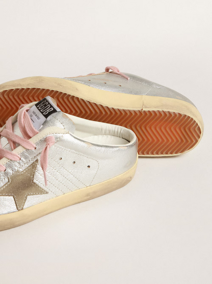 Golden Goose Slide Super-Star Sneaker in Silver and Pink