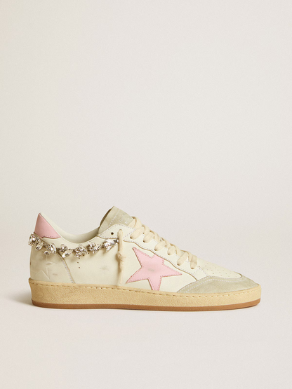 Golden Goose Stardan Sneaker with Pink Star and Crystal Chain