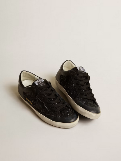 Golden Goose Super-Star Black Glitter Sneaker