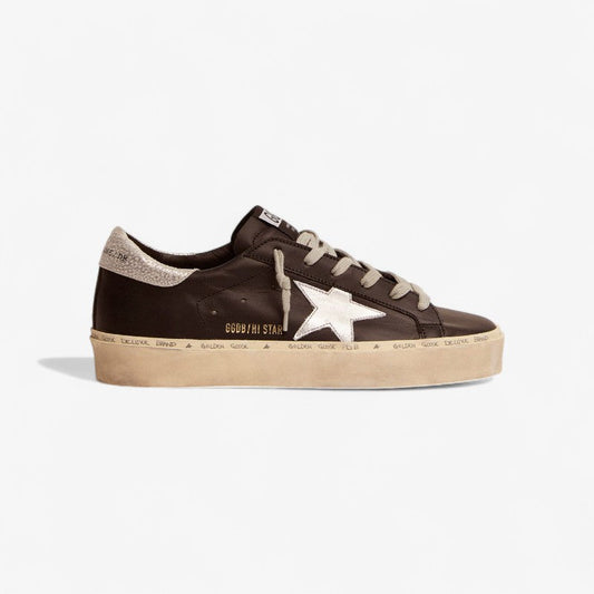 Hi Star Sneakers In Black Leather With Silver Laminated Leather Star