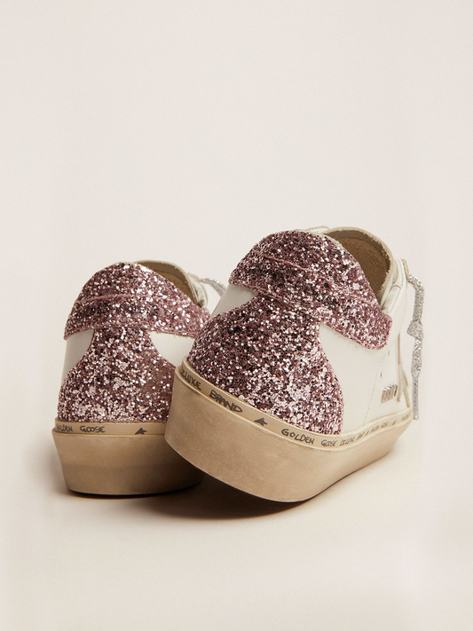 Hi Star Sneakers With Silver Laminated Leather Star And Quartz-pink Glitter Heel Tab