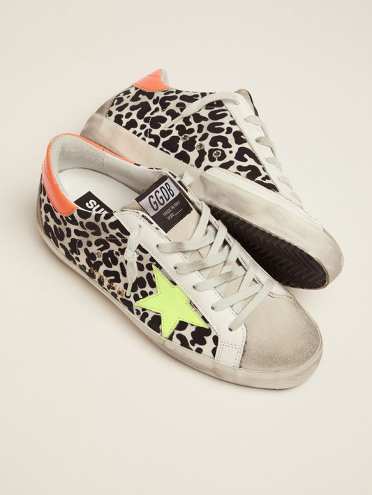 Leopard-print And Neon Super-star Sneakers