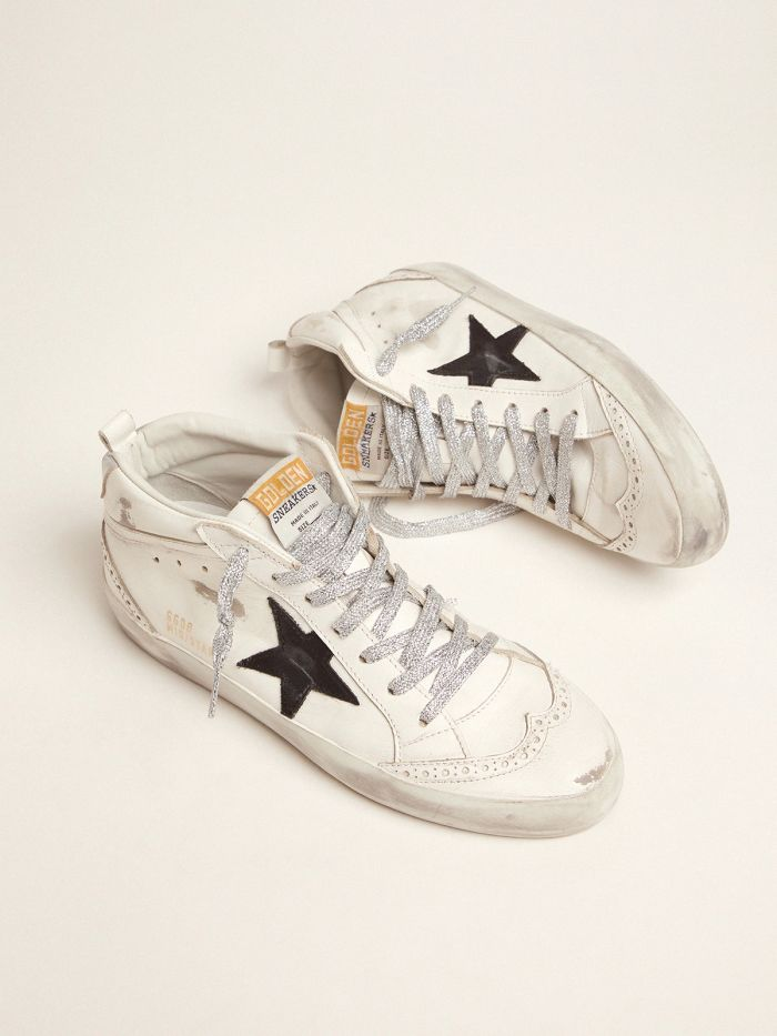 Mid-star Sneakers With Laminated Heel Tab And Glittery Laces