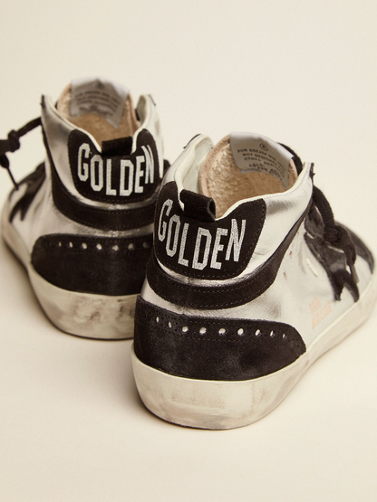 Mid Star Ltd Sneakers In Silver Laminated Leather And Black Suede