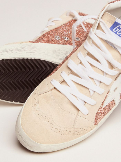 Mid Star Sneakers With Pink-gold Glitter