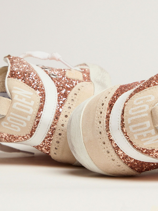 Mid Star Sneakers With Pink-gold Glitter