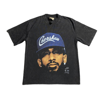 NIPSEY HUSSLE VINTAGE GRAPHIC TEE DARK GREY