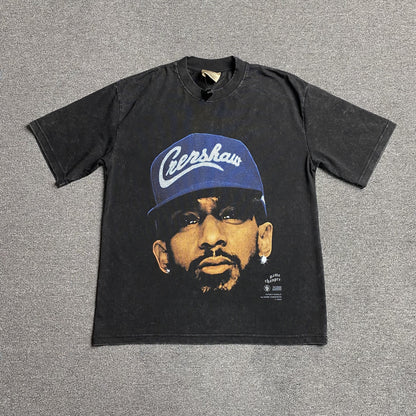 NIPSEY HUSSLE VINTAGE GRAPHIC TEE DARK GREY