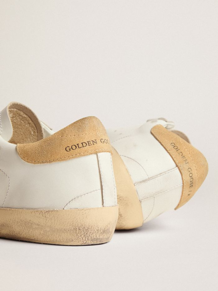 Old School Sneakers With Pink Glitter Star And Sand-colored Suede Heel Tab