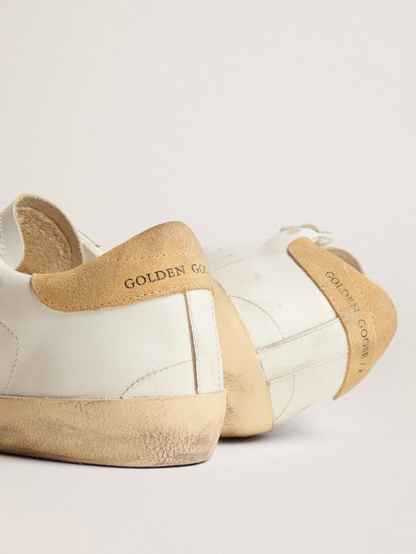 Old School Sneakers With Pink Glitter Star And Sand-colored Suede Heel Tab