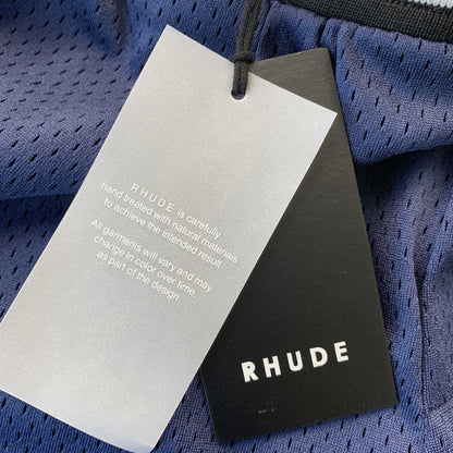RHUDE COURT LOGO SHORTS NAVY