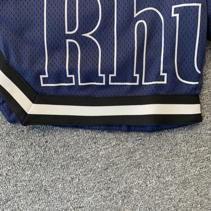 RHUDE COURT LOGO SHORTS NAVY