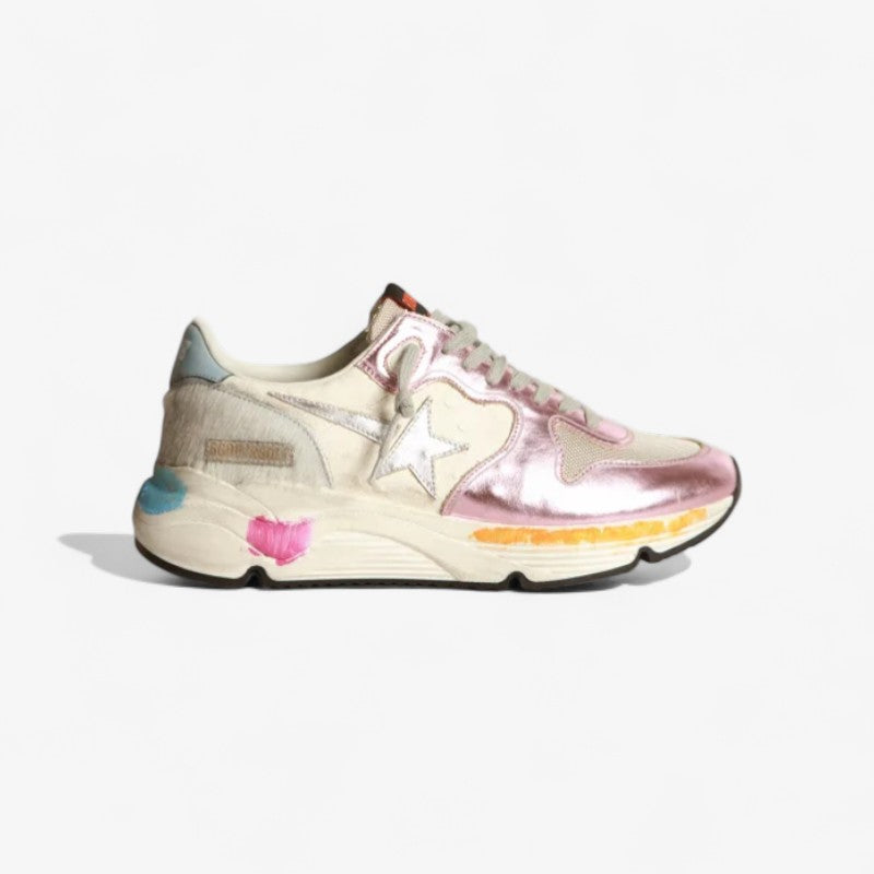 Running Sole Sneakers In Laminated Pink With Silver Star