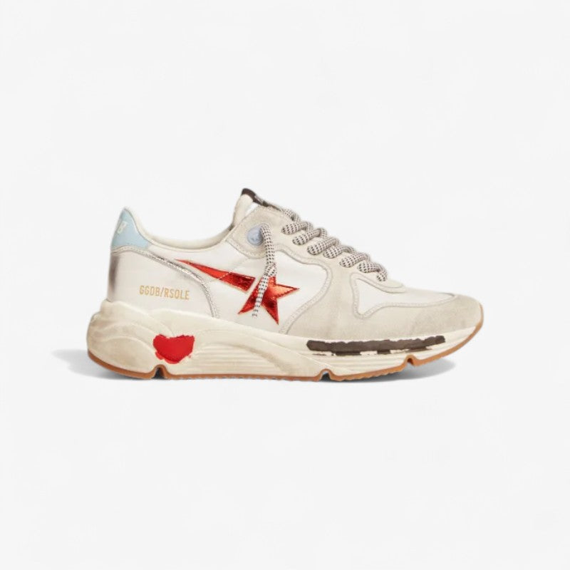 Running Sole Sneakers In Nylon And Suede With Red Laminated Leather Star
