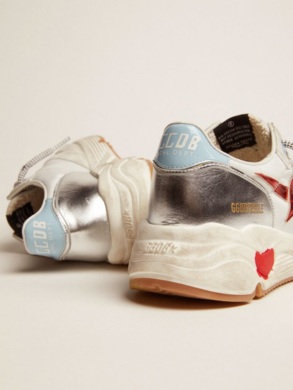 Running Sole Sneakers In Nylon And Suede With Red Laminated Leather Star