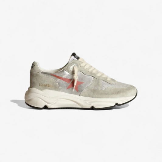 Running Sole Sneakers in Silver Laminated Leather With Ice-gray Suede Inserts