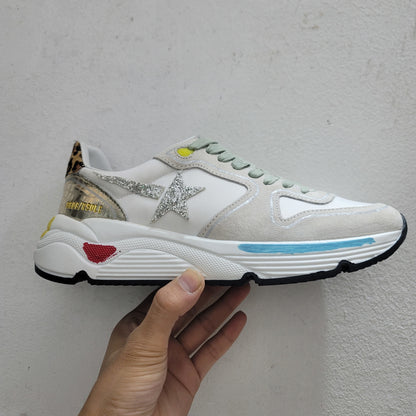 Running Sole Sneakers In Suede With Glitter And Leopard Print