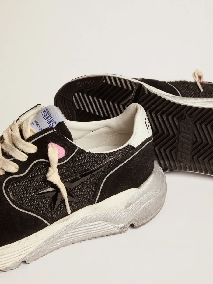 Running Sole Sneakers With Black Mesh and Suede Upper and 3d Star