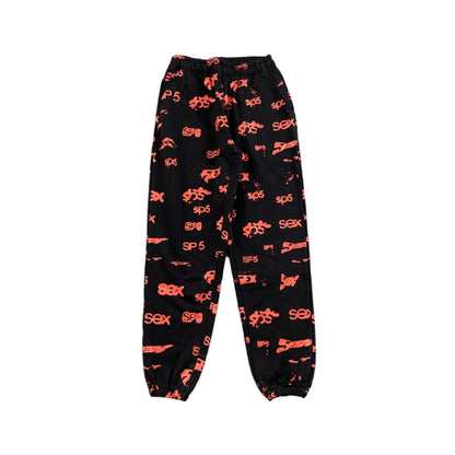 SP5DER SEX AOP SWEATPANTS BLACK