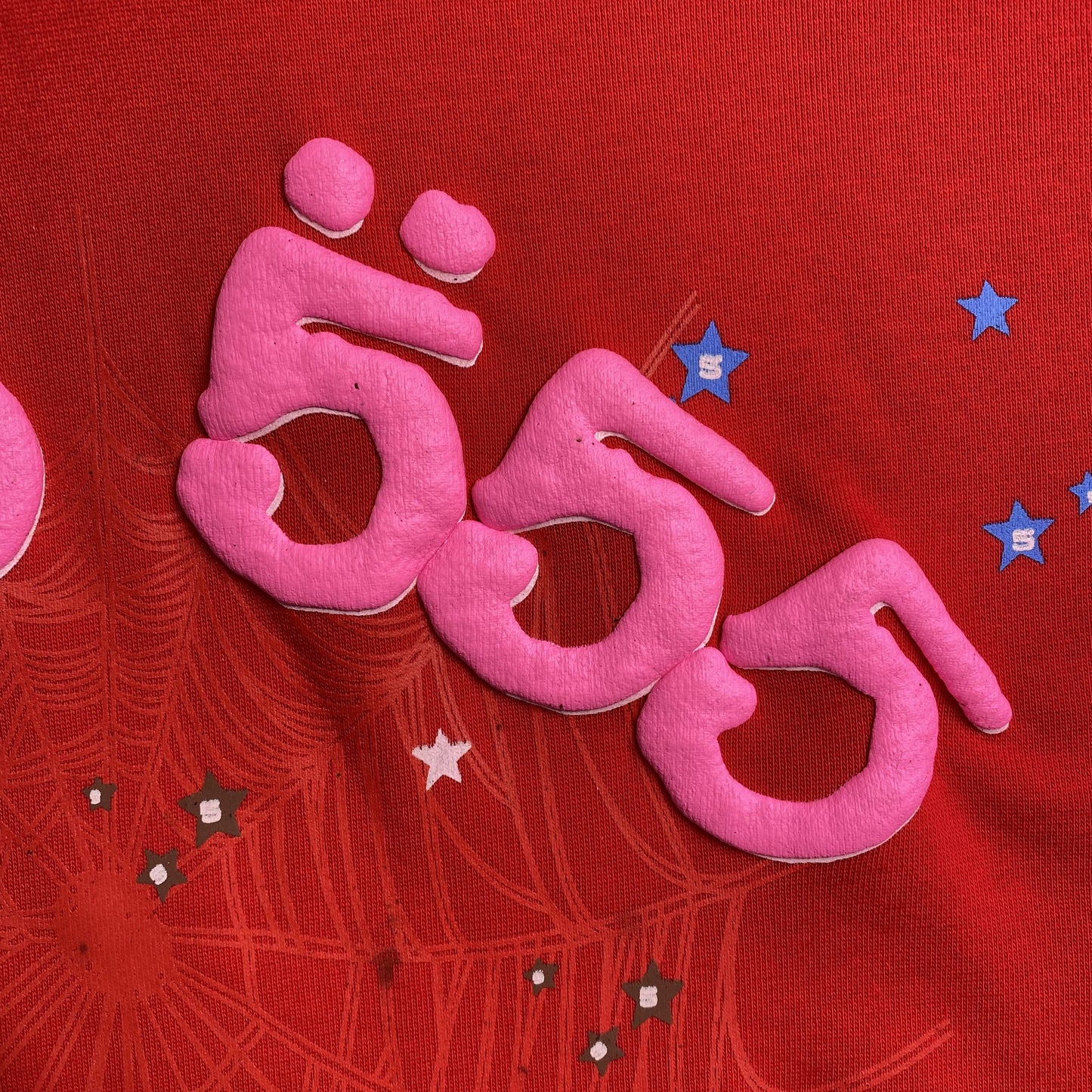 SP5DER WORLDWIDE RED ANGEL NUMBER 555 HOODIE RED