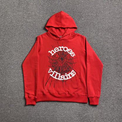 SP5DER x METRO BOOMIN HEROS AND VILLAINS HOODIE RED