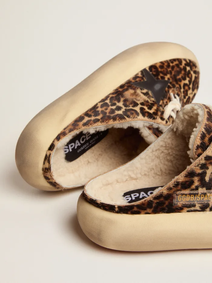 Space-star Sabot Shoes In Animal-print Pony Skin With Shearling Lining