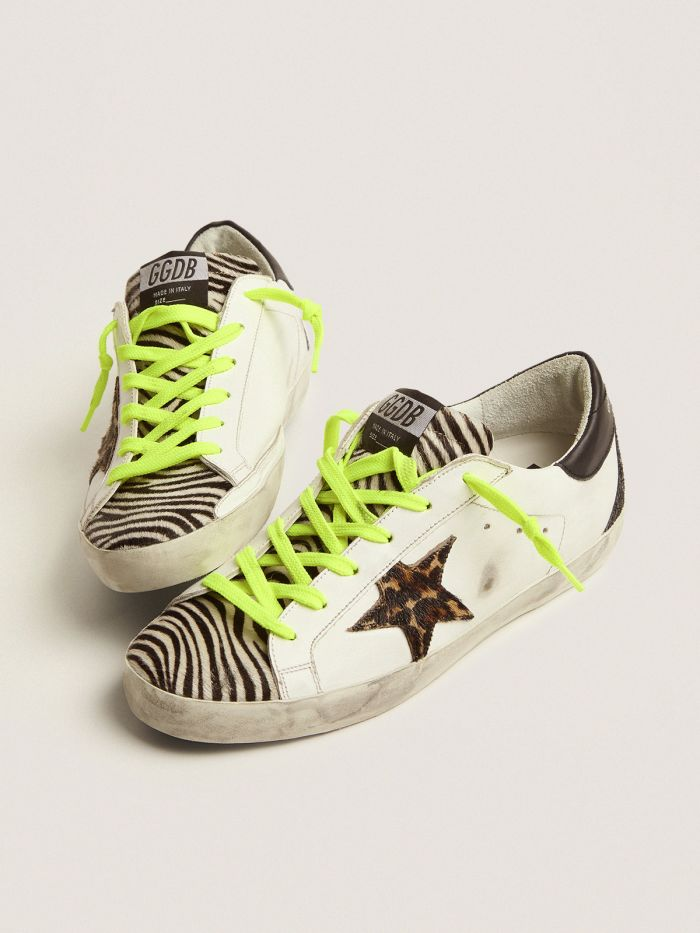 Super-star Ltd Sneakers With Animal-print Pony Skin Tongue And Star