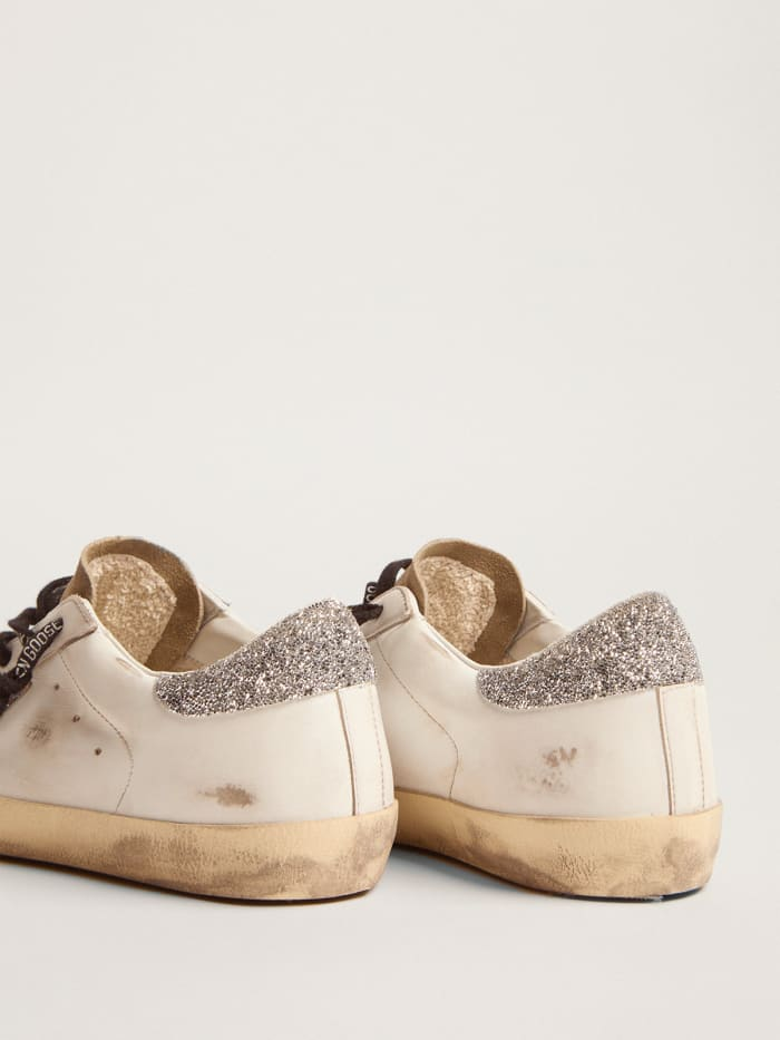 Super-star Ltd Sneakers With Leopard-print Crystal Star And Silver-colored Crystal Heel Tab