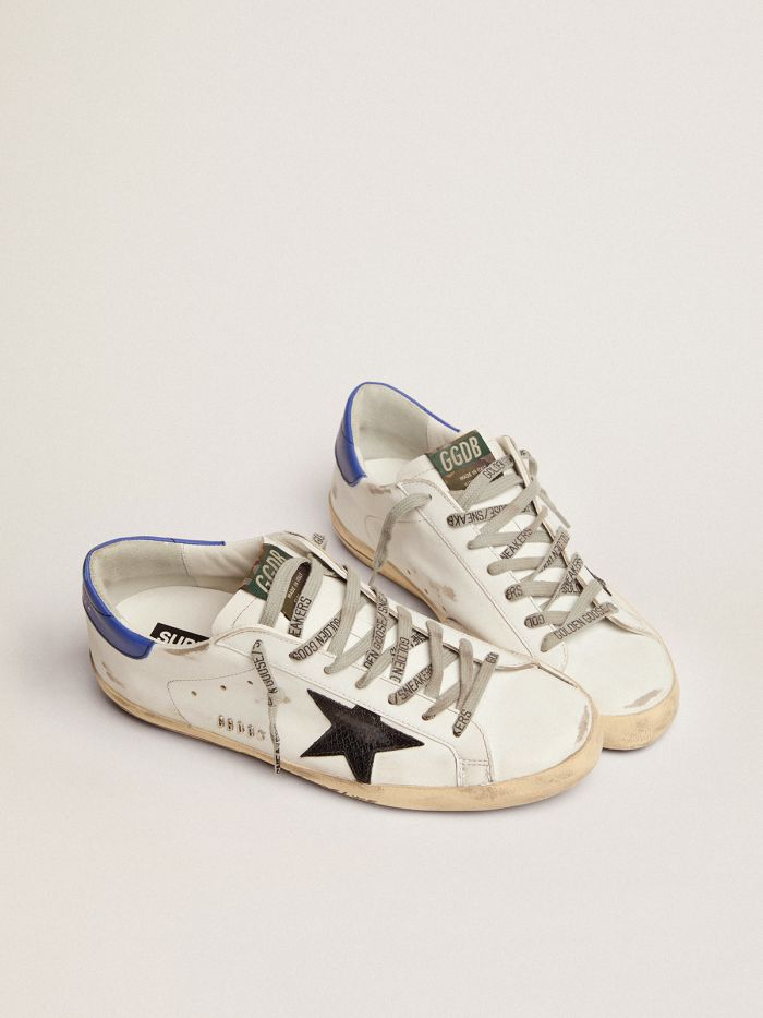 Super-star Sneakers With Black Snake-print Leather Star And Blue Leather Heel Tab