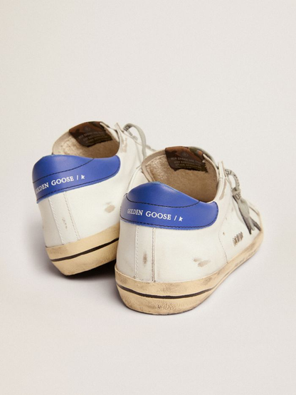 Super-star Sneakers With Black Snake-print Leather Star And Blue Leather Heel Tab