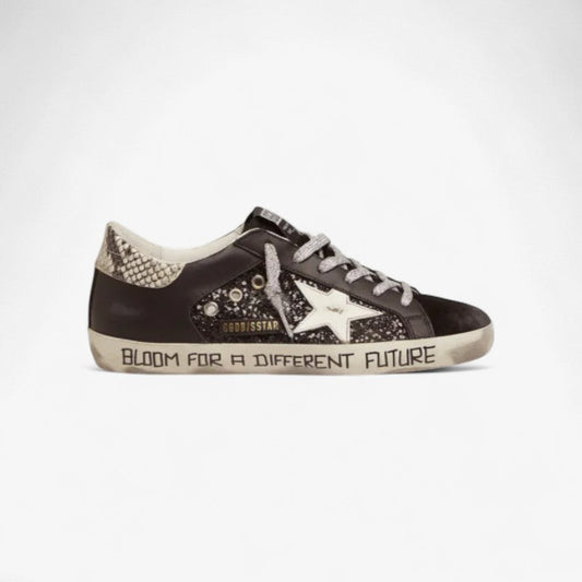 Super-star Sneakers With Glitter And Handwritten Lettering