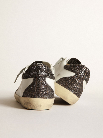 Super-star Sneakers With Lilac Leather Star And Purple Glitter Crocodile-print Heel Tab