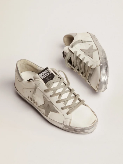 Super-star Sneakers With Silver Sparkle Foxing And Metal Stud Lettering