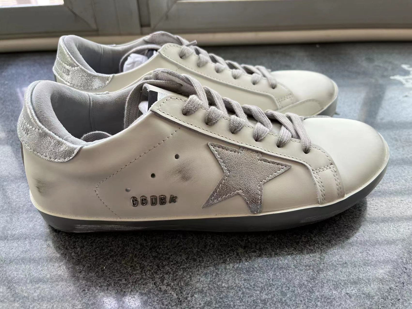 Super-star Sneakers With Silver Sparkle Foxing And Metal Stud Lettering