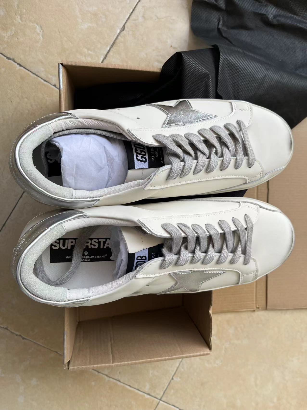 Super-star Sneakers With Silver Sparkle Foxing And Metal Stud Lettering