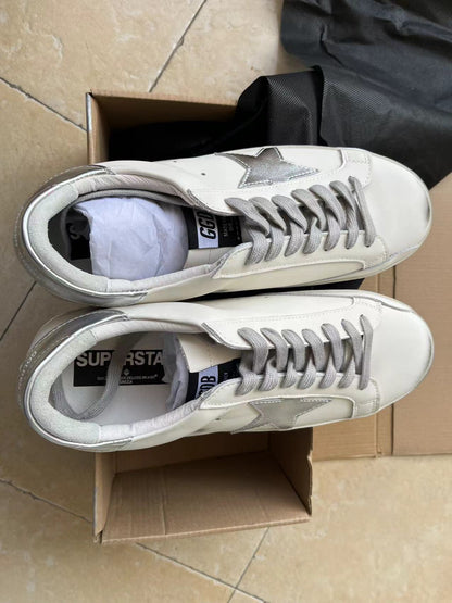 Super-star Sneakers With Silver Sparkle Foxing And Metal Stud Lettering