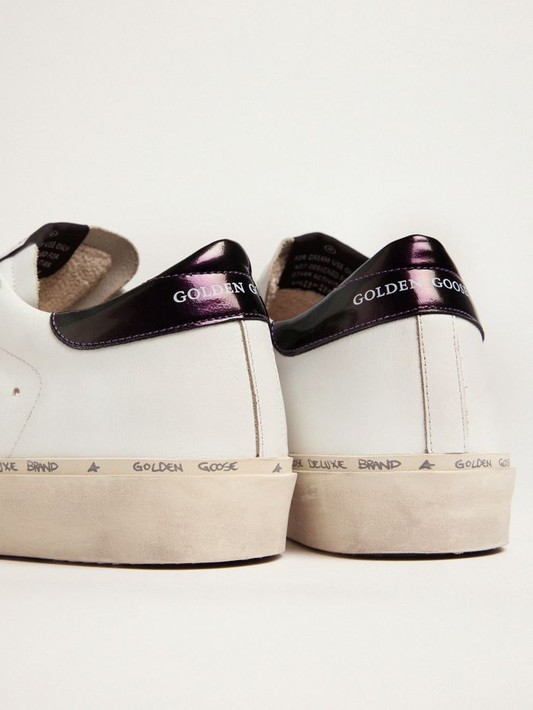 White Hi-star Sneakers With Glittery Star And Pink Laces