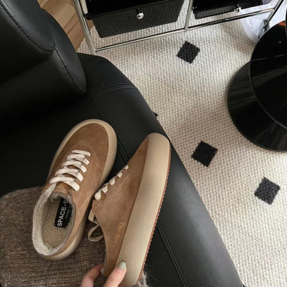 Women's Space-star Sabot Shoes In Tobacco-colored Suede With Shearling Lining