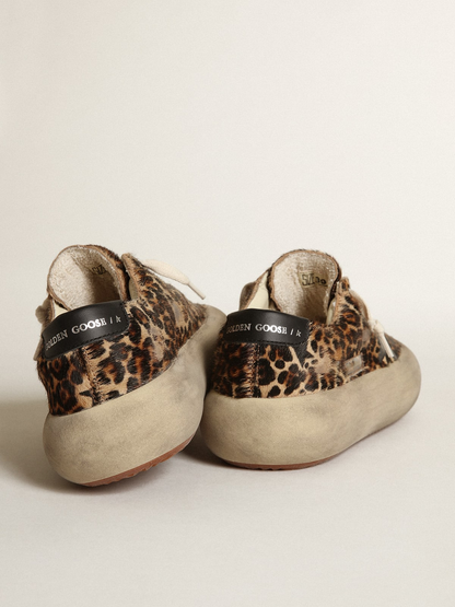 Women's Space-star Shoes In Leopard-print Pony Skin With Black Leather Star And Heel Tab