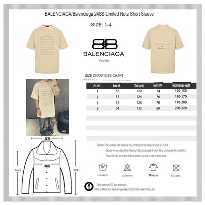 Balenciaga Beige T-Shirt with Musical Notes