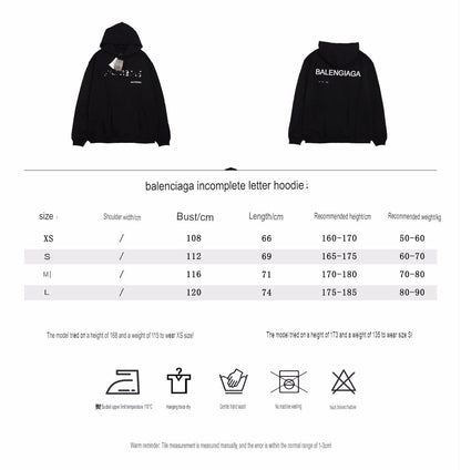 Balenciaga Black Distorted Logo Hoodie